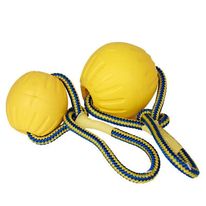 1Pc Teeth Indestructible Bite Rubber Puppy Funny Training Ball Chew Toys Play Fetch Solid with Carrier Rope Pet Dog Toy