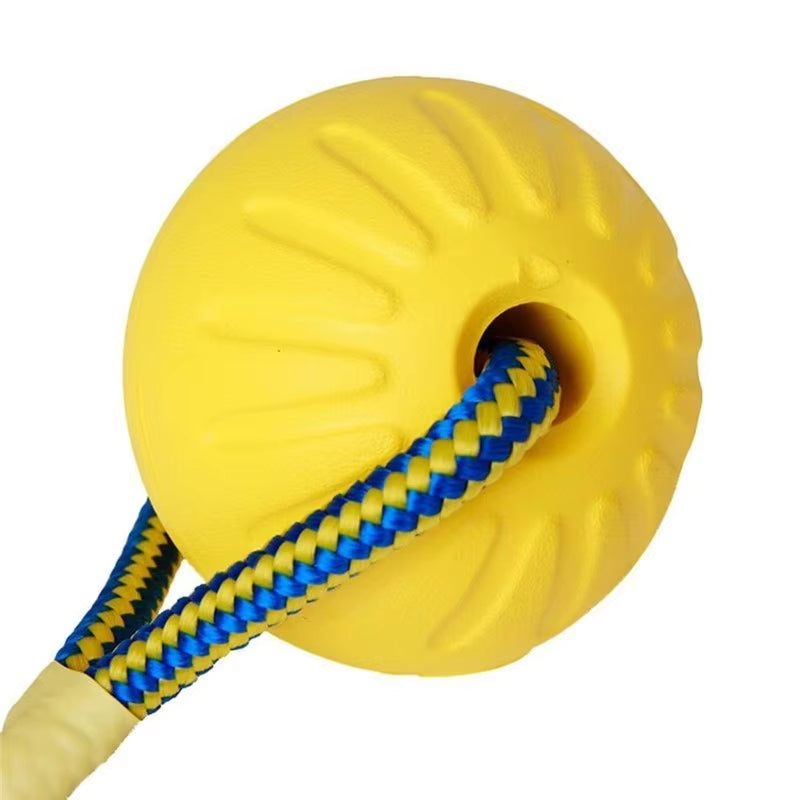 1Pc Teeth Indestructible Bite Rubber Puppy Funny Training Ball Chew Toys Play Fetch Solid with Carrier Rope Pet Dog Toy