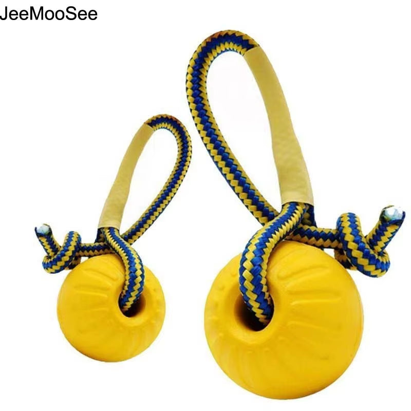 1Pc Teeth Indestructible Bite Rubber Puppy Funny Training Ball Chew Toys Play Fetch Solid with Carrier Rope Pet Dog Toy